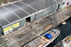 The Alma Doepel - 1st mast coming out of the shed