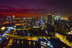 Melbourne city at sunset